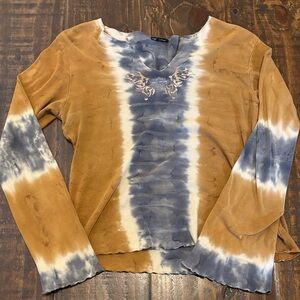Harley-Davidson Brown and Blue Tie-Dye Long Sleeve Tee